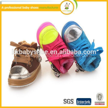 Latest new style 2015 wholesale high quality pu winter warm kids fashion high heel sports shoes